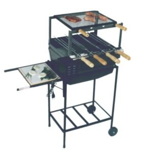 Churrasqueira Giratória Baby s/ Coifa, c/ 4 Espetos 110V ou 220V e c/ Rodas